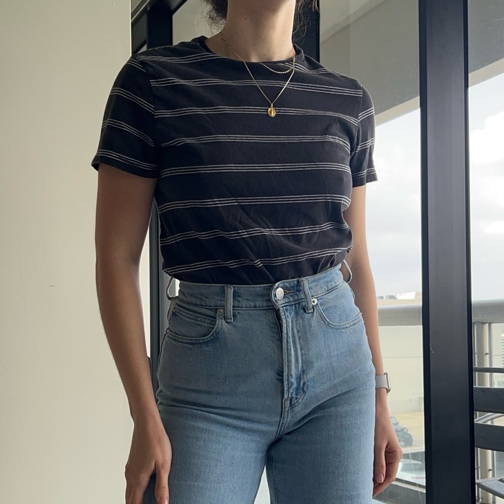 Black Striped Cotton Tee